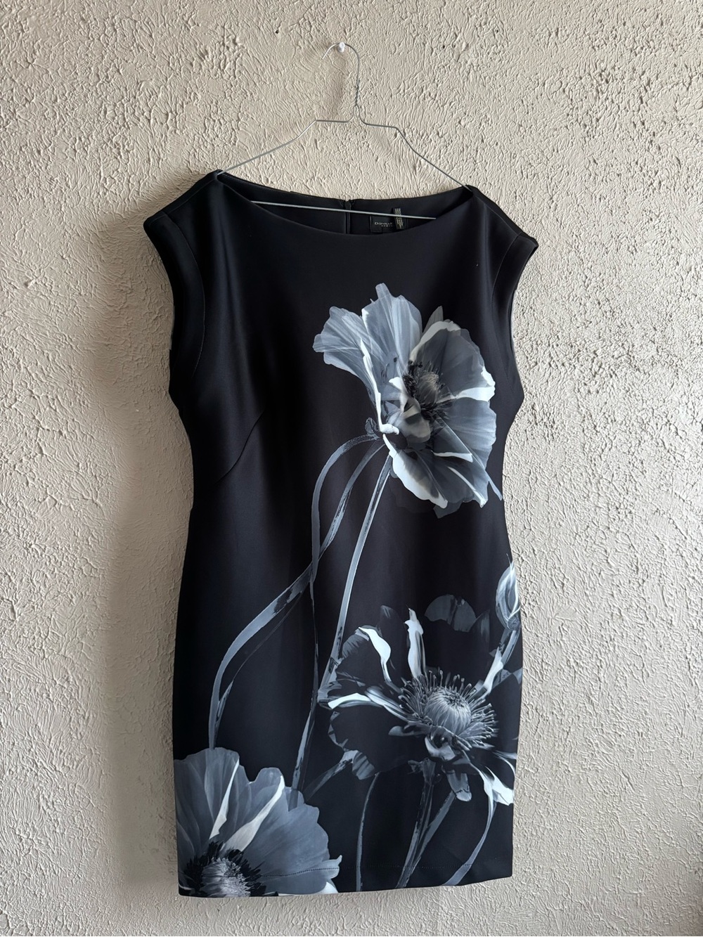 Donna Karan Black Floral Midi Dress